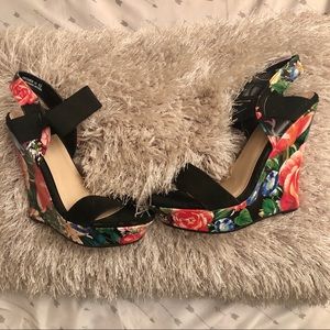 Charlotte Russe floral strappy heels wedges  🌺